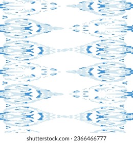 Ethnic Vector Pattern. Bohemian Peacock Print. Vintage Ornament. Rhombus Watercolor Background. Blue and Indigo Fashion Retro Art. Geometric Ikat Seamless Design. Abstract Modern Batik.