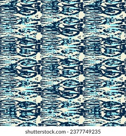 Patrón de vectores étnicos. Impresión de pavo real bohemio. Arte Retro De Moda. Diseño Ikat Geométrico Sin Marea. Resumen de Batik moderno azul e índigo. Ornamento de época. Fondo de color de agua de Rhombus.