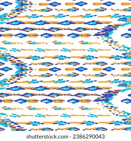 Ethnische Vektormuster. Bohemian Peacock Print. Fashion Retro Art. Indigo Blau und Rot Abstrakte Moderne Batik. Vintage-Ornament. Rhombus Aquarell, Hintergrund. Geometrisches Ikat Nahtloses Design.
