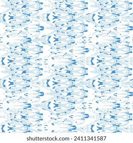 Ethnic Vector Pattern. Bohemian Peacock Print. Fashion Retro Art. Abstract Modern Batik. Blue and Indigo Geometric Ikat Seamless Design. Vintage Ornament. Rhombus Watercolor Background.