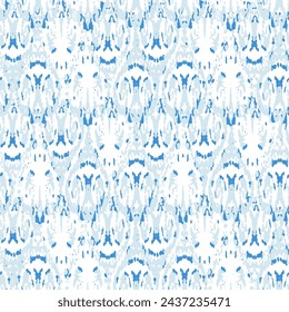Ethnic Vector Pattern. Bohemian Peacock Print. Fashion Retro Art. Vintage Ornament. Rhombus Watercolor Background. Blue and Indigo Abstract Modern Batik. Geometric Ikat Seamless Design.
