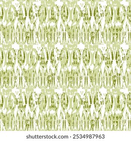 Padrão Étnico Vetorial. Pavão Boêmio. Verde e Turquesa Moda Retro Art. Ornamento Vintage. Rhombus Aquarela Fundo. Resumo Modern Batik. Design sem emenda Ikat geométrico.