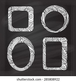 Ethnic vector pattern frames set on the chalkboard