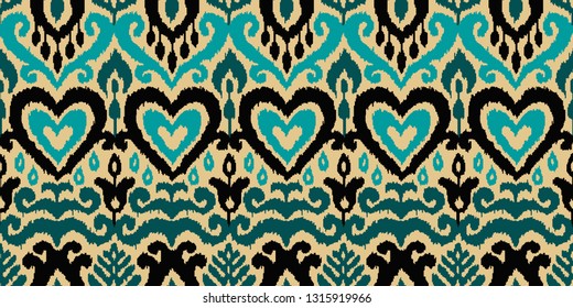 Ethnic vector seamless pattern. Ikat textile stylized. Eastern embroidery tile. Indian Scandinavian Mexican Pakistan woven ornament.