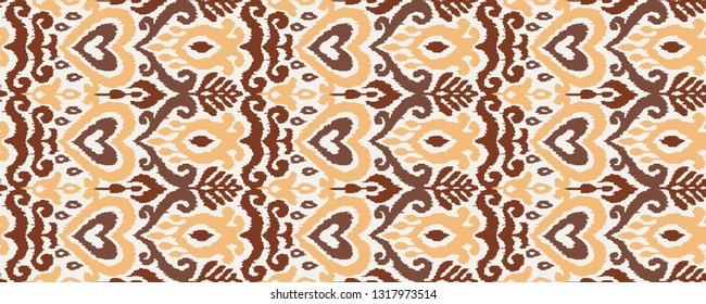 Ethnic vector seamless pattern. Ikat textile stylized. Eastern embroidery tile. Indian Scandinavian Mexican Pakistan woven ornament.