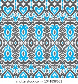 Ethnic vector seamless pattern. Ikat textile stylized. Eastern embroidery tile. Indian Scandinavian Mexican Pakistan woven ornament.