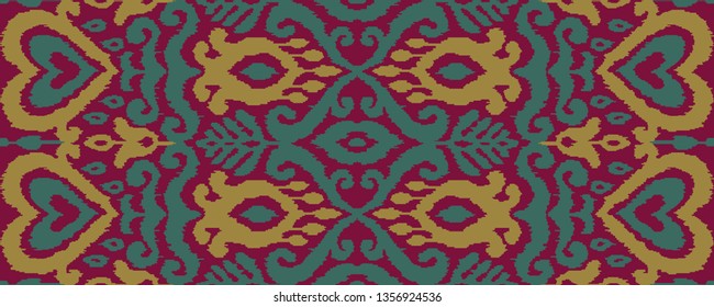 Ethnic vector seamless pattern. Ikat textile stylized. Eastern embroidery tile. Indian Scandinavian Mexican Pakistan woven ornament.