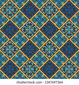 ethnic Vector seamless pattern, Stylish fabric print. Creative Design inspiration for batik or cloth,carpet,wallpaper,clothing,wrapping,Batik,textile background. blue Color and black