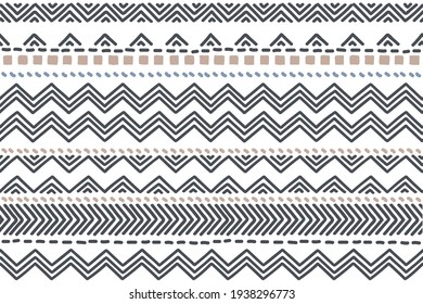 Ethnic Vector Seamless Pattern. Tribal Geometric Background, Boho Motif, Maya, Aztec Ornament Illustration. Rug Textile Print Texture