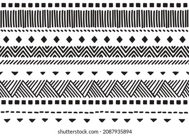 Ethnic vector seamless pattern. Tribal geometric background, boho motif, maya, aztec ornament illustration. rug textile print texture