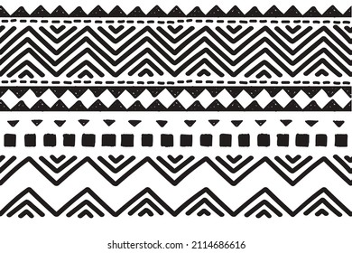 Ethnic vector seamless pattern. Tribal geometric background, boho motif, maya, aztec ornament illustration. rug textile print texture