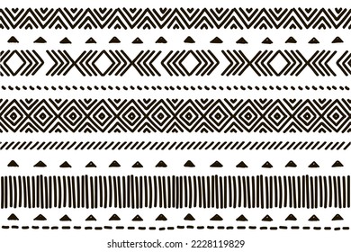 Ethnic vector seamless pattern. Tribal geometric background, boho motif, maya, aztec ornament illustration. rug textile print texture