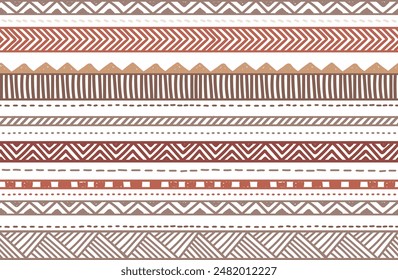 Ethnic vector seamless pattern. Tribal geometric background, traditional craft motif, maya, aztec, mexican ornament. Warm, cozy autumn print