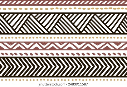 Ethnic vector seamless pattern. Tribal geometric background, traditional craft motif, maya, aztec, mexican ornament. Warm, cozy autumn print