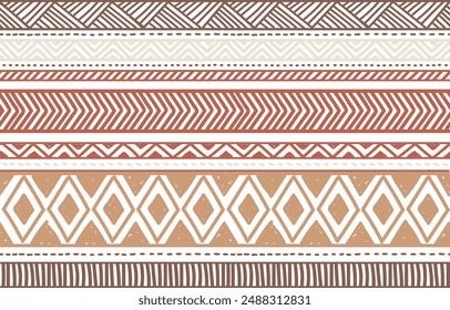 Ethnic vector seamless pattern. Tribal geometric background, traditional craft motif, maya, aztec, mexican ornament. Warm, cozy autumn print