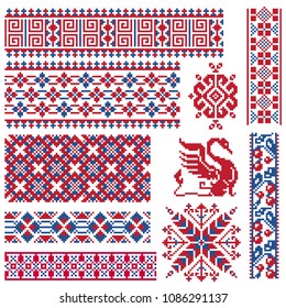 Ethnic vector seamless patterns isolated on white background