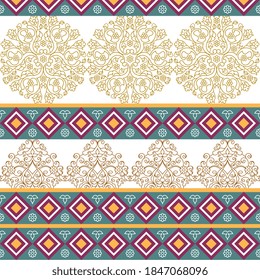 Ethnic vector texture. Oriental vector damask pattern. Turkish ornament. Spanish porcelain. Ceramic folk print.