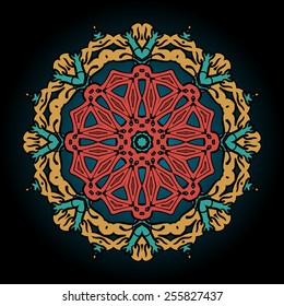Ethnic vector Tibet design element. Card design template. Can be used for invitation, menu, ottoman, card design, for pillow design, banners, t-shirts print