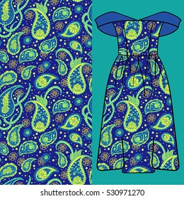 Ethnic vector vintage floral pattern. Traditional ornamental paisley. Surface fabric textile design. Bohemian hippie style