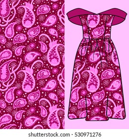 Ethnic vector vintage floral pattern. Traditional ornamental paisley. Surface fabric textile design. Bohemian hippie style