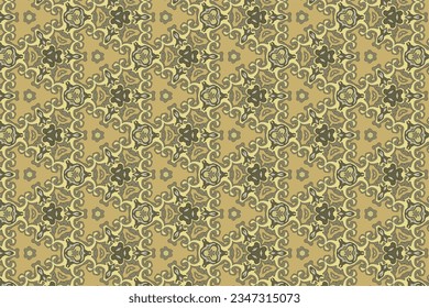 Ethnic vintage background, endless ornament of abstract floral art in artistic triangle style.
