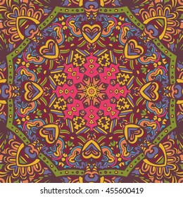 Ethnic vintage geometric print. Colorful frame background