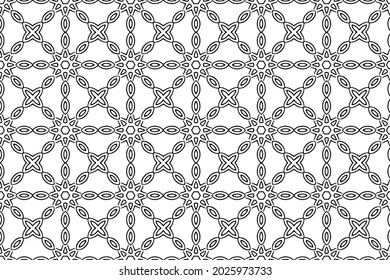 Ethnic vintage pattern, geometric abstract background. Eastern, Indonesian, Mexican, Aztec ornament. Template black white for art, painting, design, textiles.