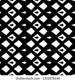 Ethnic wallpaper. Black figures on white background. Seamless surface pattern design with rhombuses, kites ornament. Polygons motif. Digital paper for textile print, web designing. Vector