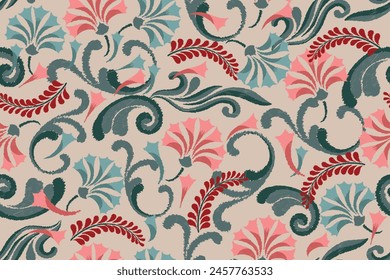 Fondo de pantalla étnico, patrón de tela sin costuras, ikat abstracto, alfombra, tela, batik