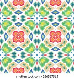 Ethnic watercolor decorative ornamental striped seamless pattern.Vector illustration