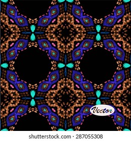 Ethnic watercolor decorative ornamental striped seamless pattern. Vector version.
