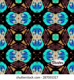 Ethnic watercolor decorative ornamental striped seamless pattern. Vector version.