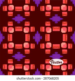 Ethnic watercolor decorative ornamental striped seamless pattern. Vector version.