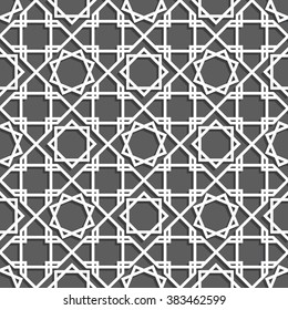Ethnic white pattern. Seamless vector geometric background in arabian style