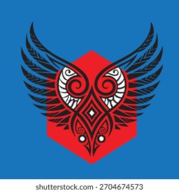 ethnic wing pattern, geometric black lines