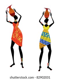 Ethnic woman with vase