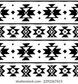 ethnic woven design seamless pattern, traditional ornament, handdrawn vector illustration, black on white background