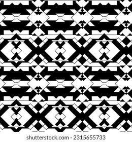 ethnic woven design seamless pattern, traditional ornament, handdrawn vector illustration, black an white background