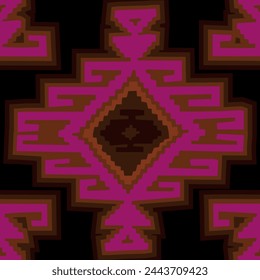 ethnic woven design seamless pattern, Turkic kilem, carpet design, traditional ornament, colored hand drawn vector illustration