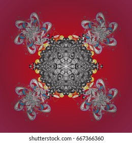 Ethnic Xmas sketch. Ornamental artistic vector illustration in colors for Merry christmas cards. Snowflakes ornamental pattern in abstract style. New Year 2017 collection.