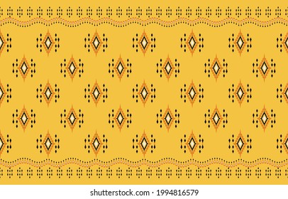 Ethnic yellow abstract background. Seamless pattern in tribal, folk embroidery, and Mexican style. Aztec geometric art ornament print.Design for carpet, wallpaper, clothing, wrapping, fabric, cover