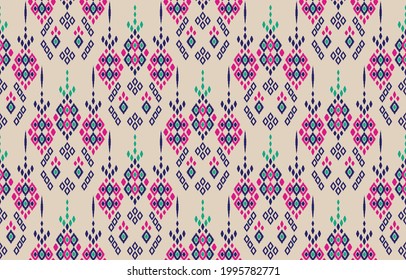 Ethnic zigzag abstract background. Seamless pattern in tribal, folk embroidery, Ikat art design. Aztec geometric art ornament print.Design for carpet, wallpaper, clothing, wrapping, fabric, cover