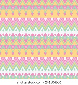 Ethnic zigzag pattern in pastel colors, seamless vector Illustration. 