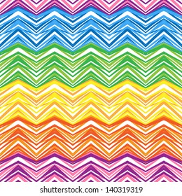Ethnic zigzag pattern in retro colors, aztec style seamless vector background