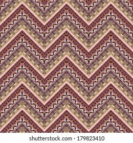 Ethnic zigzag pattern in retro colors, seamless vector background