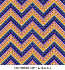 Ethnic zigzag pattern in retro colors, seamless vector background