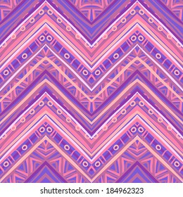 Ethnic zigzag pattern in retro colors, African style seamless vector background 