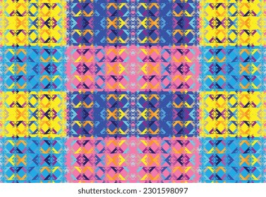 Ethnic zigzag pattern in retro colors, Aztec style seamless vector background
