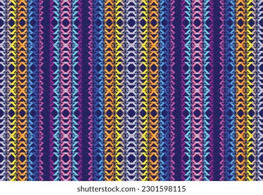 Patrón de zigzag étnico en colores retro, estilo azteca fondo vectorial sin costura