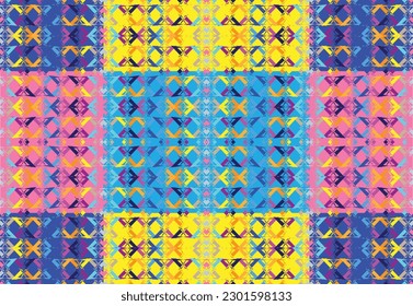 Ethnic zigzag pattern in retro colors, Aztec style seamless vector background